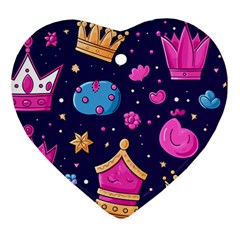 Pattern Royal Crowns Heart Ornament (two Sides) by pakminggu