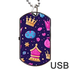 Pattern Royal Crowns Dog Tag Usb Flash (one Side) by pakminggu