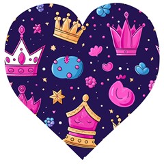 Pattern Royal Crowns Wooden Puzzle Heart by pakminggu