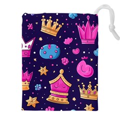 Pattern Royal Crowns Drawstring Pouch (4xl) by pakminggu