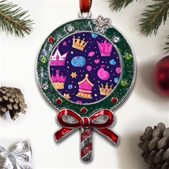 Pattern Royal Crowns Metal X mas Lollipop With Crystal Ornament by pakminggu