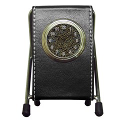 Pattern Abstract Runes Graphic Pen Holder Desk Clock by pakminggu