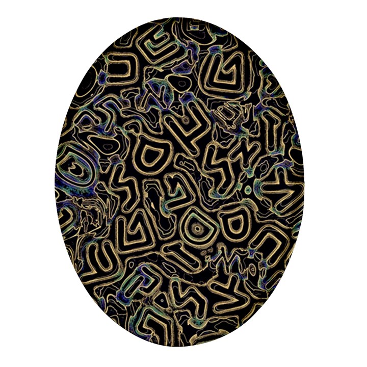 Pattern Abstract Runes Graphic Oval Glass Fridge Magnet (4 pack)