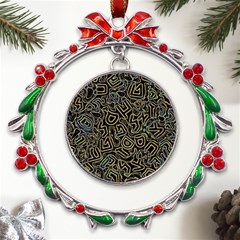 Pattern Abstract Runes Graphic Metal X mas Wreath Ribbon Ornament