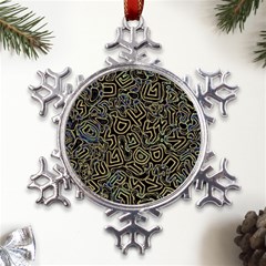 Pattern Abstract Runes Graphic Metal Large Snowflake Ornament