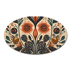 Flower Leaves Floral Oval Magnet by pakminggu