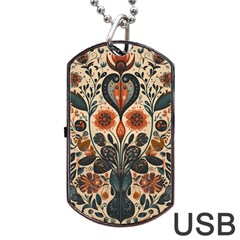 Flower Leaves Floral Dog Tag Usb Flash (one Side) by pakminggu