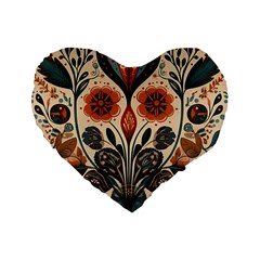 Flower Leaves Floral Standard 16  Premium Heart Shape Cushions by pakminggu