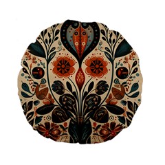 Flower Leaves Floral Standard 15  Premium Flano Round Cushions by pakminggu