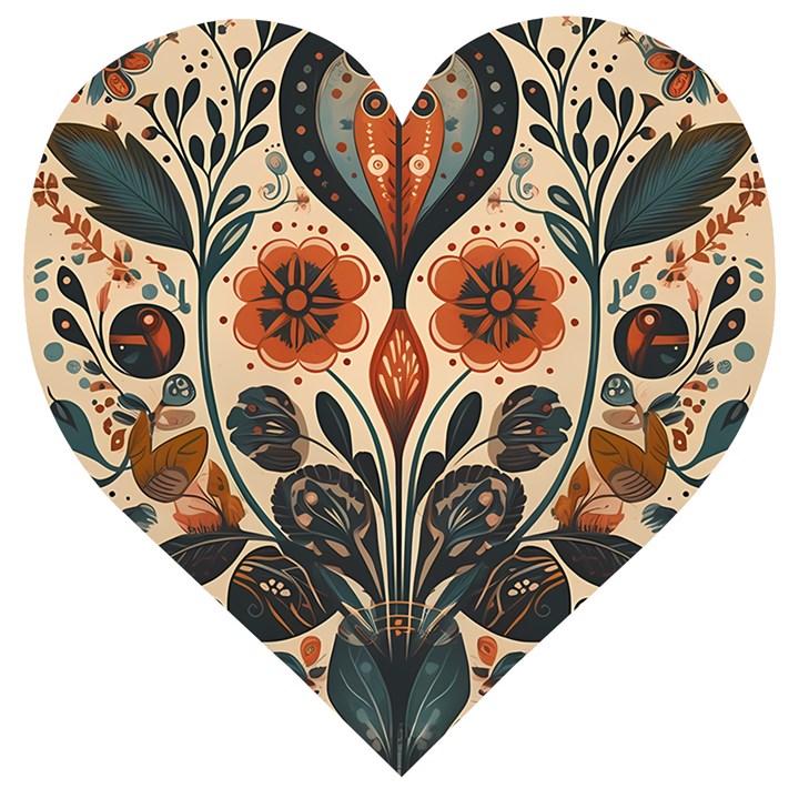 Flower Leaves Floral Wooden Puzzle Heart