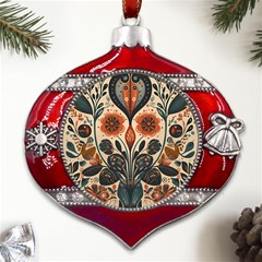 Flower Leaves Floral Metal Snowflake And Bell Red Ornament by pakminggu