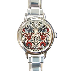 Flowers Leaves Floral Round Italian Charm Watch by pakminggu