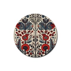 Flowers Leaves Floral Rubber Round Coaster (4 Pack) by pakminggu