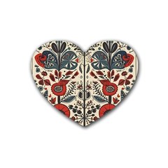 Flowers Leaves Floral Rubber Heart Coaster (4 Pack) by pakminggu