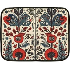 Flowers Leaves Floral Two Sides Fleece Blanket (mini) by pakminggu