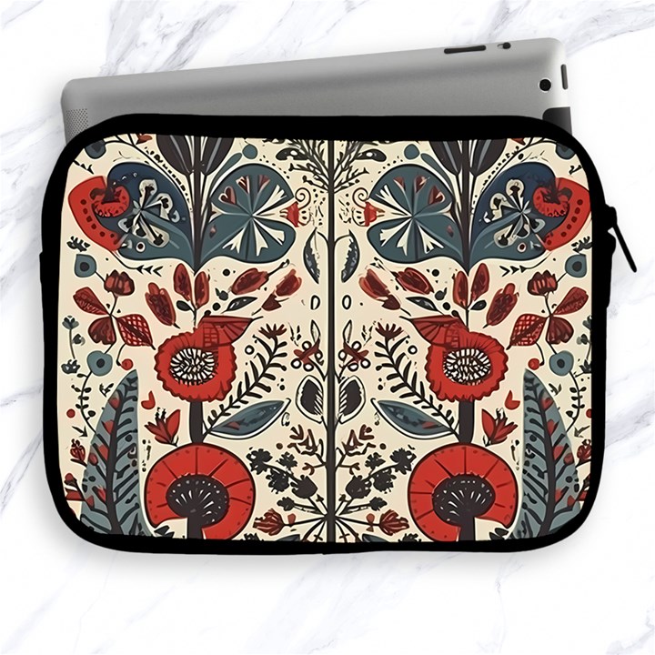 Flowers Leaves Floral Apple iPad 2/3/4 Zipper Cases