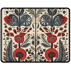 Flowers Leaves Floral Two Sides Fleece Blanket (medium) by pakminggu