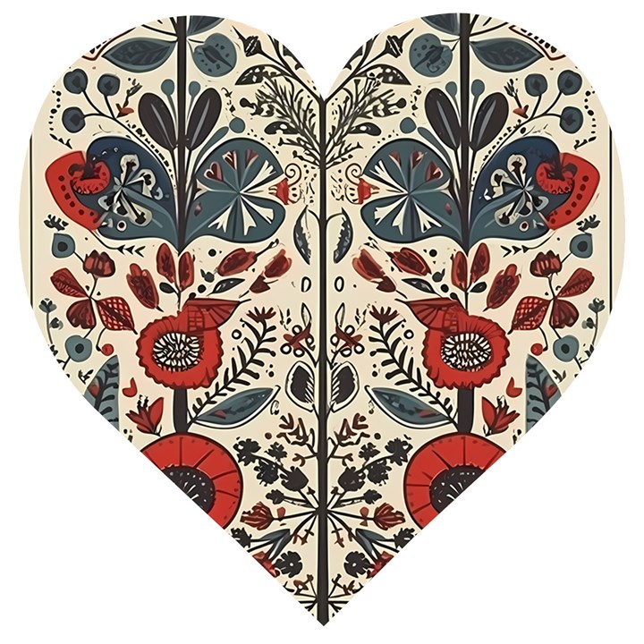 Flowers Leaves Floral Wooden Puzzle Heart