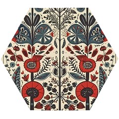 Flowers Leaves Floral Wooden Puzzle Hexagon by pakminggu