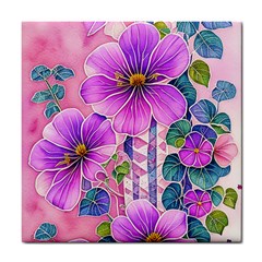 Flowers Leaves Tile Coaster