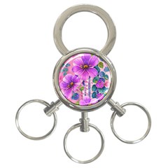 Flowers Leaves 3-Ring Key Chain