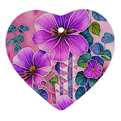 Flowers Leaves Heart Ornament (Two Sides)