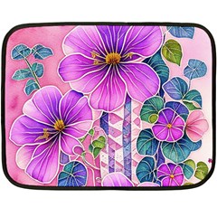 Flowers Leaves Fleece Blanket (Mini)