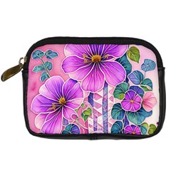 Flowers Leaves Digital Camera Leather Case