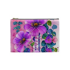 Flowers Leaves Cosmetic Bag (Medium)