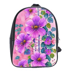 Flowers Leaves School Bag (Large)