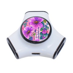 Flowers Leaves 3-Port USB Hub