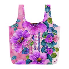 Flowers Leaves Full Print Recycle Bag (L)