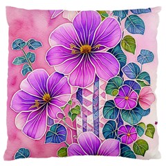 Flowers Leaves Standard Premium Plush Fleece Cushion Case (Two Sides)