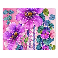 Flowers Leaves Two Sides Premium Plush Fleece Blanket (Large)