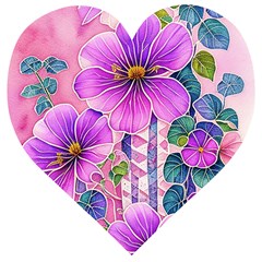 Flowers Leaves Wooden Puzzle Heart