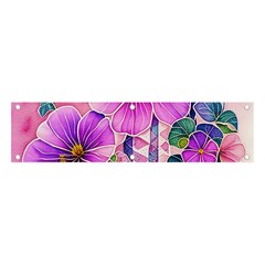 Flowers Leaves Banner and Sign 4  x 1 