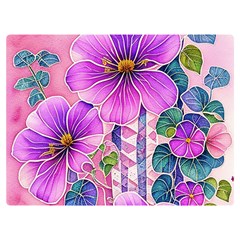 Flowers Leaves Two Sides Premium Plush Fleece Blanket (Extra Small)