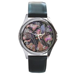 Flowers Iris Plant Round Metal Watch