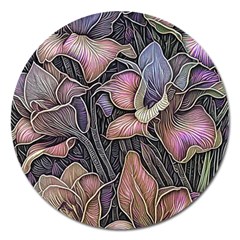 Flowers Iris Plant Magnet 5  (Round)