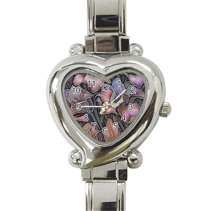 Flowers Iris Plant Heart Italian Charm Watch