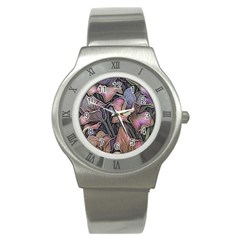 Flowers Iris Plant Stainless Steel Watch