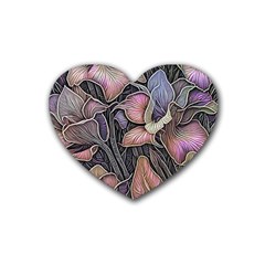 Flowers Iris Plant Rubber Coaster (Heart)