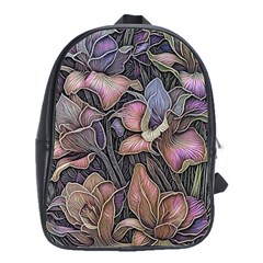 Flowers Iris Plant School Bag (Large)