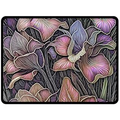 Flowers Iris Plant Fleece Blanket (Large)