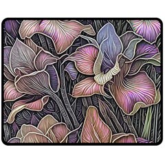 Flowers Iris Plant Fleece Blanket (Medium)