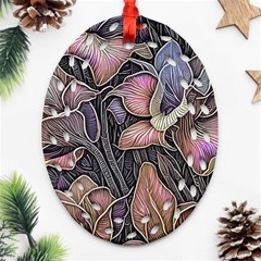 Flowers Iris Plant Ornament (Oval Filigree)