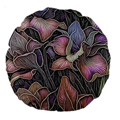 Flowers Iris Plant Large 18  Premium Round Cushions