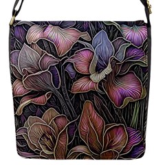 Flowers Iris Plant Flap Closure Messenger Bag (S)