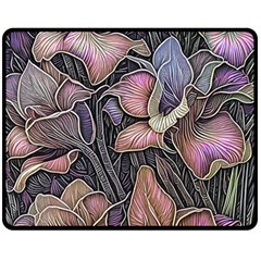 Flowers Iris Plant Two Sides Fleece Blanket (Medium)