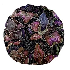 Flowers Iris Plant Large 18  Premium Flano Round Cushions